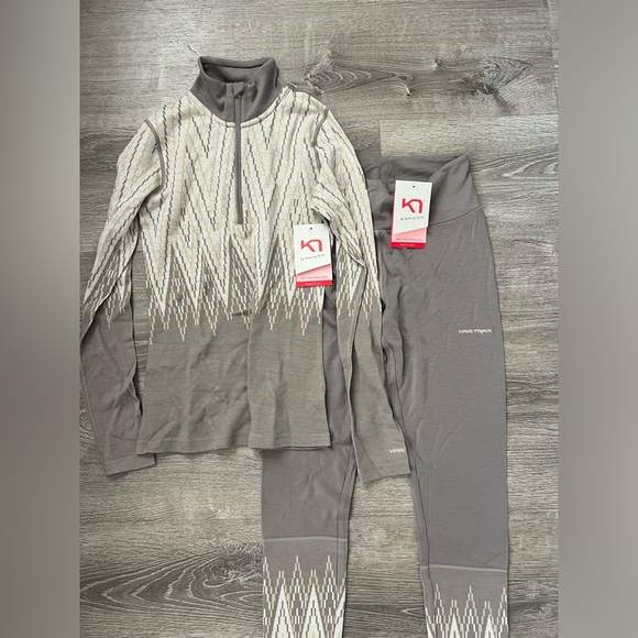 Kari Traa Wool Baselayer Set Half Zip and Pants - Picture 1 of 6